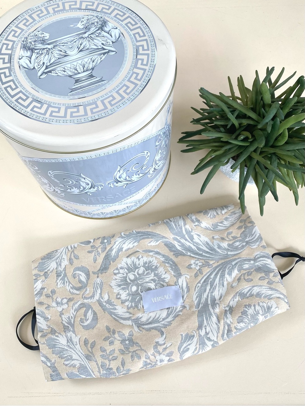 VERSACE - Panettone Cake Metal Gift Tin Bin with Fabric Bag